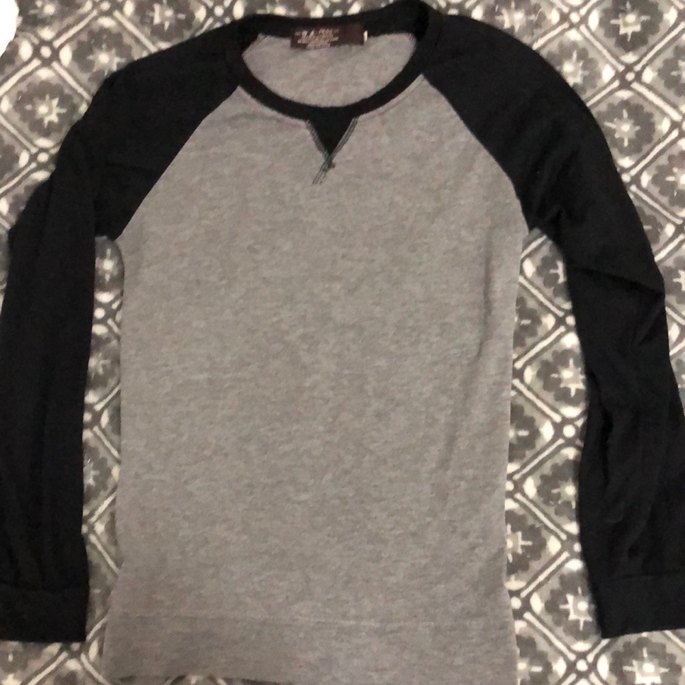 Grey and Black Raglan Long Sleeve Tee